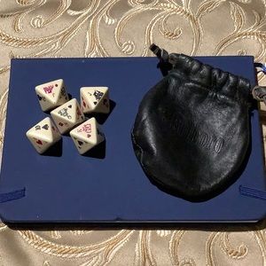 Vintage Marlboro leather pouch with 5, eight sided, poker dice